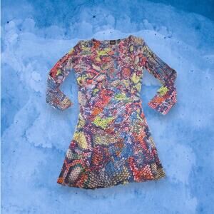Saks Fifth Avenue Black Label Multicolor Sheer Stretch Mesh Top Size M